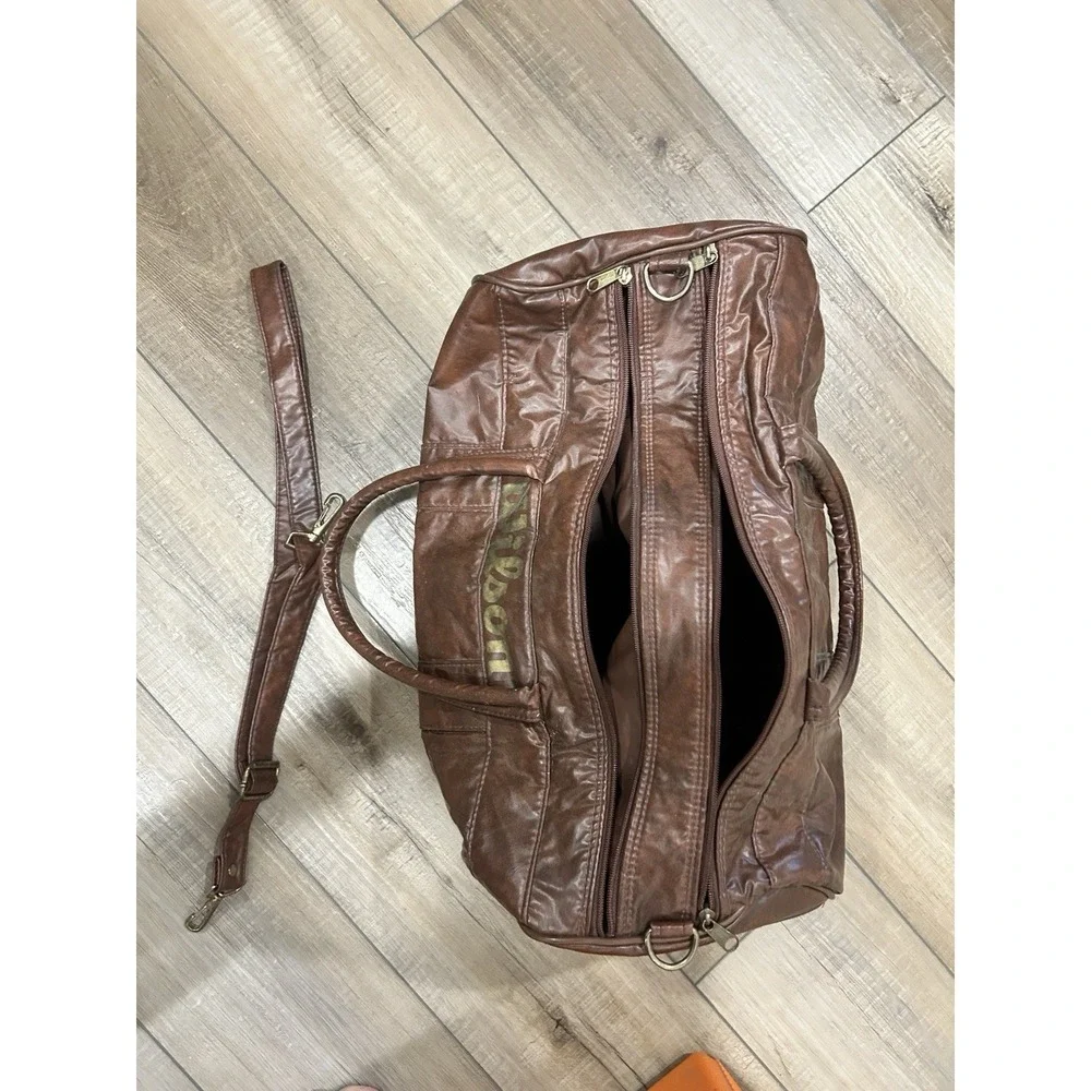 Vintage 80's Wilson Brown Tennis Duffel Bag With Strap